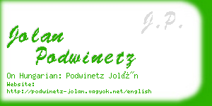 jolan podwinetz business card